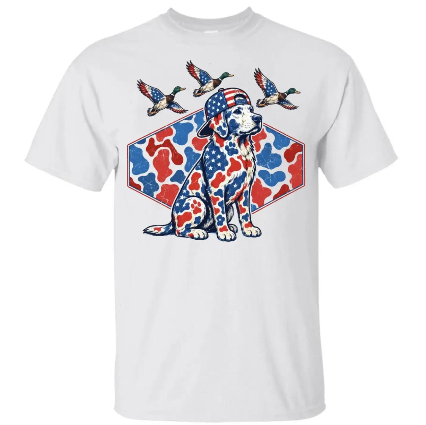 Patriotic Hunting Dog T-Shirt, 4th Of July Labrador Shirt, Duck Hunting Shirt, Camo Fourth Of July Gift, Independence Day Gift, Camouflage Tee For Her – AK