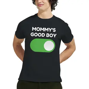 DESIGNER Mommy's Good Boy Black Heavyweight Unisex Crewneck T-shirt | Meme Gag Gift Shirt