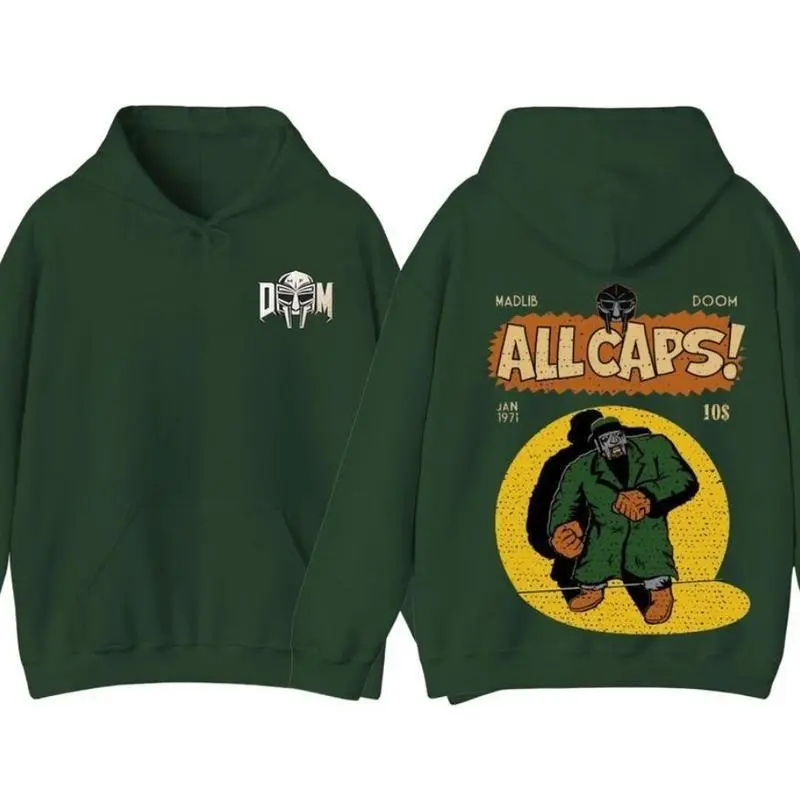 MF Doom Madlib All Caps Hoodie, Retro CrewNeck ,For Women For Men, Cotton Fabric -  Made in USA