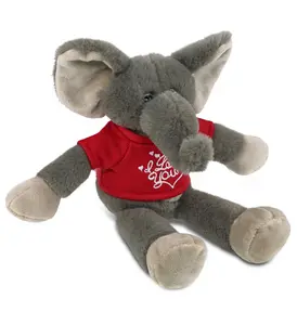 DOLLIBU 10.5in Long Leg Stuffed Elephant Plush Toy - Polyester Soft Fabric, Red "I Love You" Shirt - Romantic Bedroom Accessories for Adults