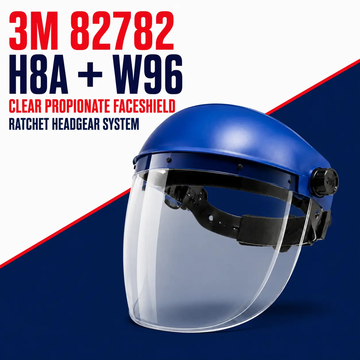 3M H8A Ratchet Headgear and Visor Combination Clear Faceshield, Complete Headgear and Face Shield Safety System