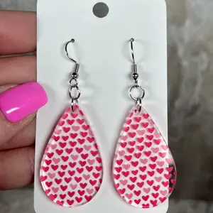 Pink and red clear earrings
