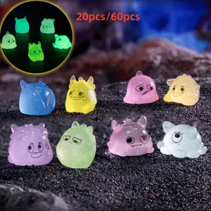20pcs/60pcs Mini Monster Aquarium Decorations, Fish Tank Amphibious Landscape Ornament, Micro Landscape Figurines, Room Decoration, DIY Night Glow Accessories, Aquarium Building Set