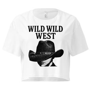 Wild West Crop Top - 100% Combed Cotton Relaxed Fit Dropped Shoulder Cropped Length Women's T-Shirt with Eye Graphic Design