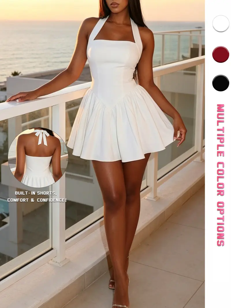 halter linen mini dress Rumal Linen Halter Mini Dress – VICI main image 1