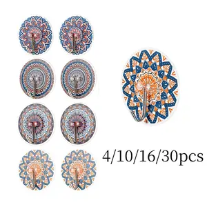 Bohemian Style Wall Hooks, Strong Adhesive Hooks, Non-Destructive Removable Hooks for Keys, Hats, Coats, Kitchen, Bathroom Decor