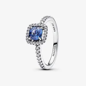 Pandora Timeless Sparkling Square Blue Halo Ring Variant 2