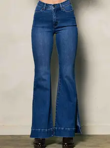 [P6710] High-Rise Slit Flare Jeans
