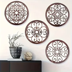 Country Style Farmhouse Wall Decor Set, Wooden Wall Art, Wooden Hollow Carved Design, Perfect for Living Room, Bedroom, Office, Kitchen Decoration