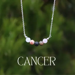 Handmade Cancer Crystal Bead Necklace | Dainty Daily Wear | Natural Tumbled Stones | Personalized Healing Crystal Astrology/Zodiac Necklace | Birthday and  Anniversary