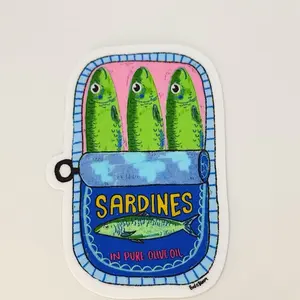 Sardines in Pure Olive Oil Vinyl Sticker – Hand Illustrated Tinned Fish Art