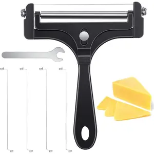 Wire Cheese Slicer Adjustable Handheld Cheese  Stainless Steel  Slicer for Block Cheeses with 4 Extra Wires and Wrench Handheld Butter Block  for Mozzarella Cheddar Gruyere