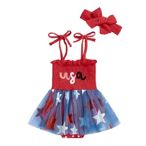 Fourth of July Baby Girl Outfit USA Bubble Romper Tutu Dress Skirts Toddler Infant My First 4th of July Outfits Clothes