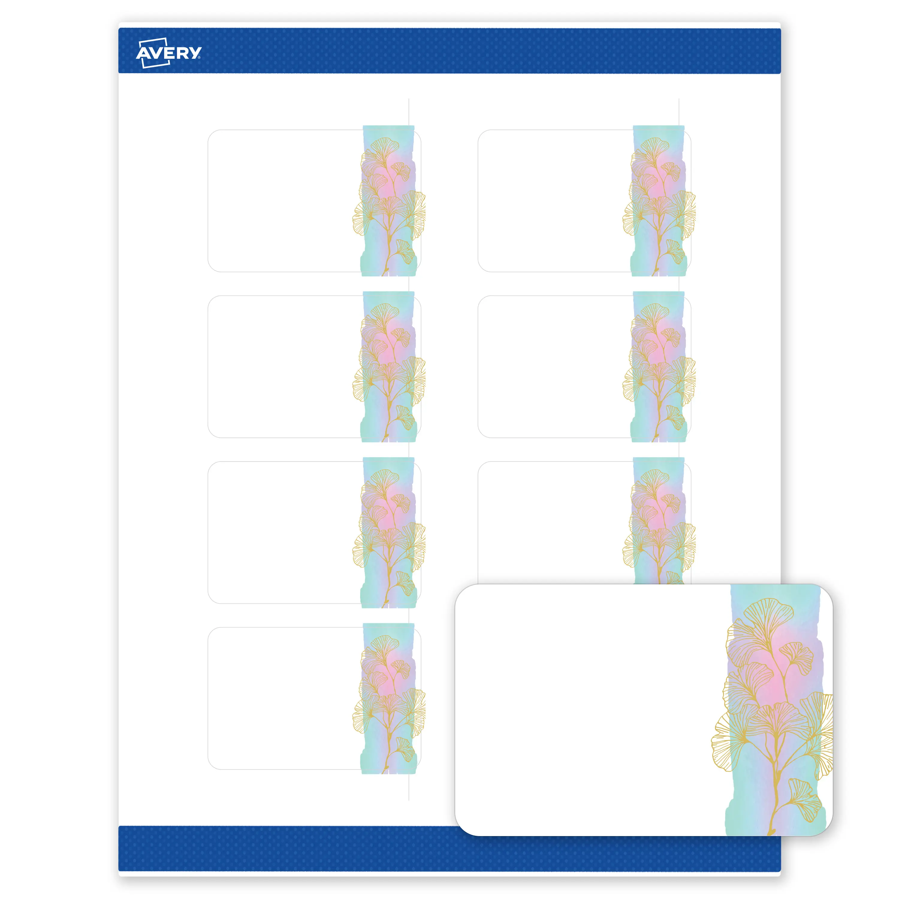 Avery Printable Rectangle Labels with Sure Feed Technology, Pre-Printed Floral Design, Matte White, 2" x 3", Laser & Inkjet Compatible, 80 Total, Great for Branding, Marketing, and Events