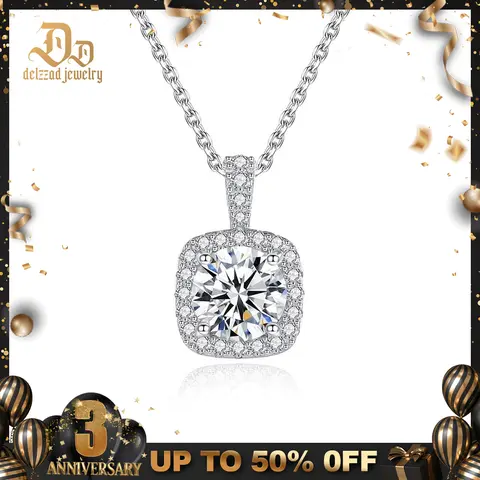 Delzzad Diverse Sparkling Charm Necklace Pendant Synthetic Moissanite Necklace Pendant S925 Chain Birthday Anniversary Mother's Day Christmas Gifts for Men Women