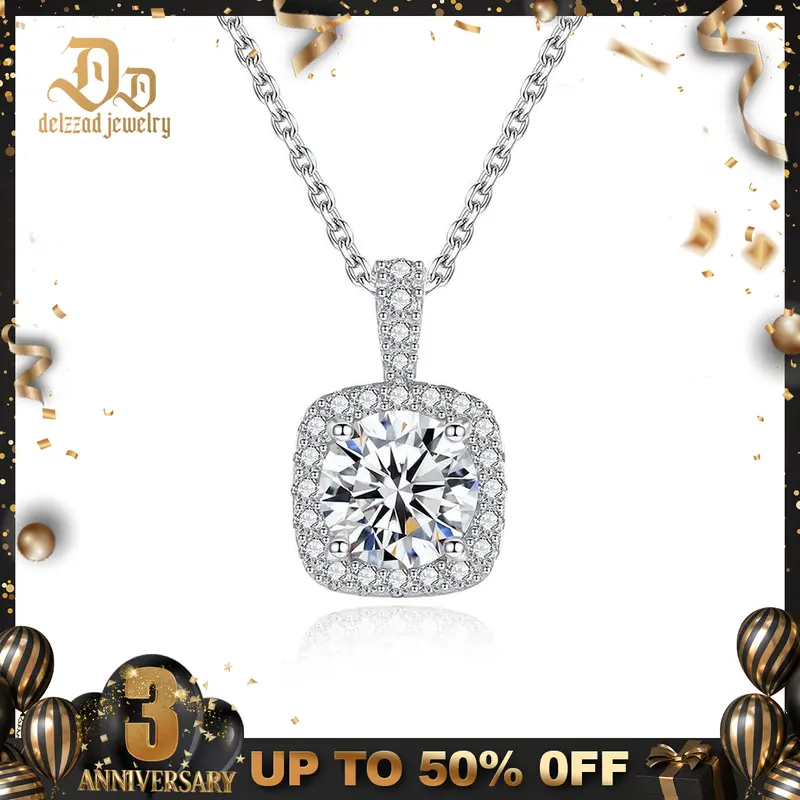 Delzzad Diverse Sparkling Charm Necklace Pendant Synthetic Moissanite Necklace Pendant S925 Chain Birthday Anniversary Mother's Day Christmas Gifts for Men Women