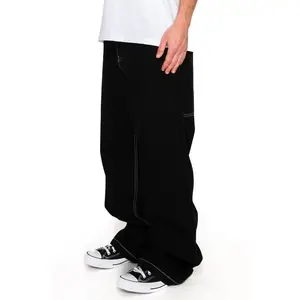 Men Ultra Baggy Y2K Wide Leg Denim Jeans Oversized Back Pockets 100 Percent Heavyweight Cotton 2026
