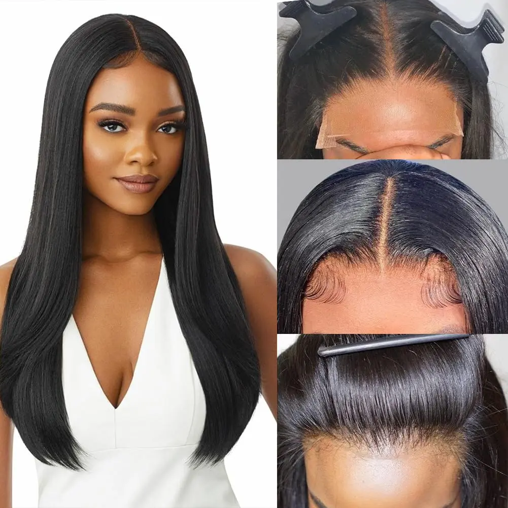 4x4 Straight Lace Front Wig Long Straight Hair WIg Human Hair Wig for Women Transparent Lace Brazilian Virgin Human Hair Wig Pre-Plucked with Hair, Lace Front Wig, Wig, Front Lace Wig, Protective Style, Daily Wear Wig, Seamless Wig, Highdensity Wig