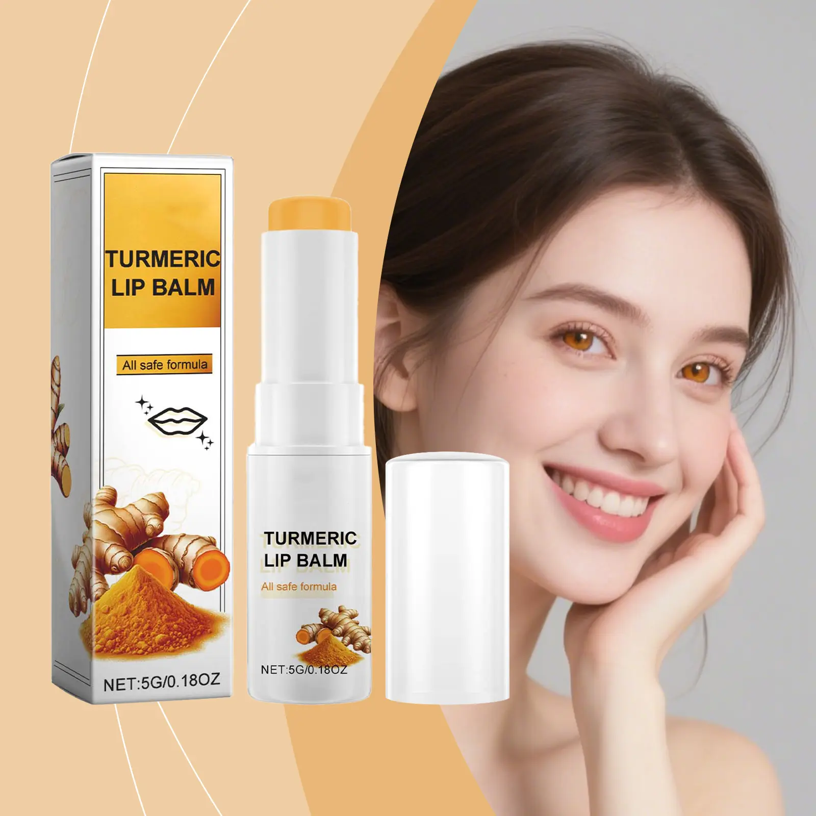 Turmeric Moisturizing Lip Balm, Gentle Ingredients for Lip Care, Hydrating and Nourishing, Long-Lasting Moisture, Plump Lip Treatment
