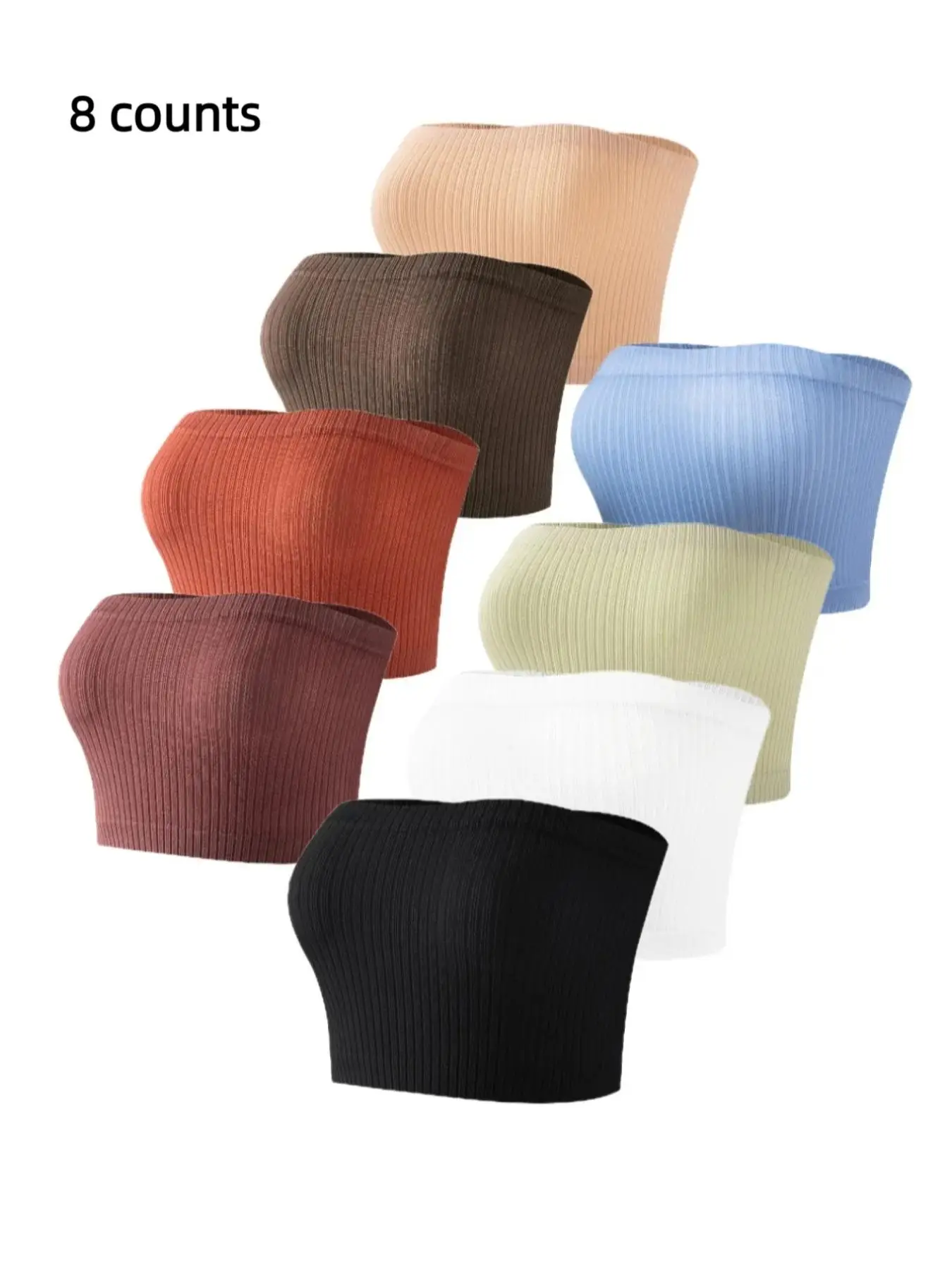 Women's Solid/Cat Wireless Tube Top, Casual Comfortable Ribbed Strapless Lingerie Top For Daily Wear, Summer Outfits 2024, Summer Outfits 2024, Breath