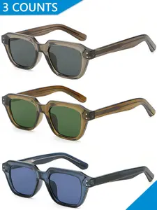 Unisex Retro Square Frame Sunglasses, Trendy Casual Tinted Lens Sunglasses for Everyday Use, Fashion Accessories for Outdoor Activities