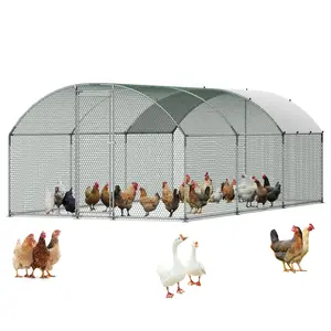 VEVOR Large Metal Chicken Coop, 9.8 x 19.7 x 6.6 ft, Walk-in Chicken Runs with Waterproof Cover, Dome Roof Hen House Enclosure with Lock, Outdoor Duck Rabbit Cage Poultry Pen for Backyard, Farm, Yard