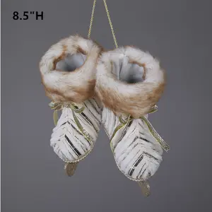 White and Tan Ice Skates 8.5"