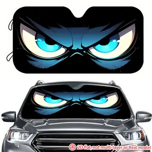 1pc blue eye anime close-up car sunshade 2D high-definition printing, car sunshade effectively blocks sunlight, suitable for decorating the front windshield of trucks, RVs, and SUVs