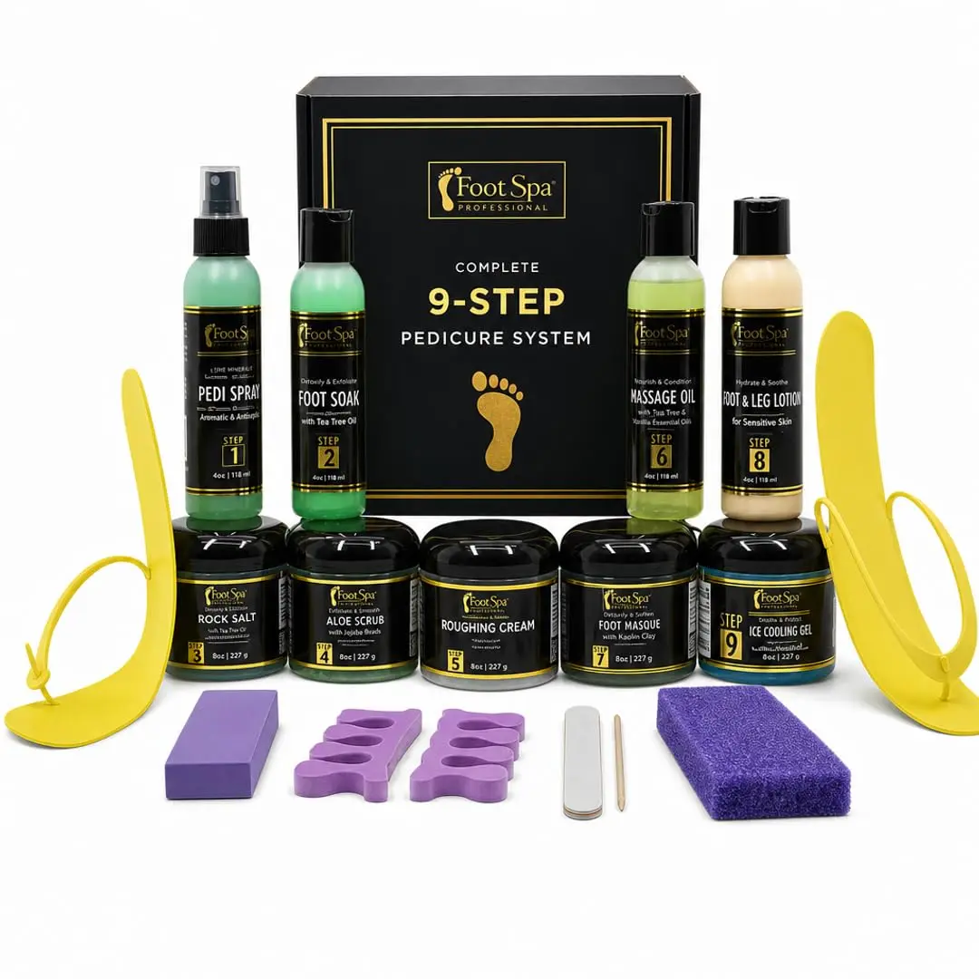 Foot Spa Professional Pedicure Student Kit – Complete 10-Piece Aromatherapeutic Spa Pedicure Set – Includes Slippers, Toe Separators & Heavy-Duty Red Pedicure File for Smooth, Revitalized Feet