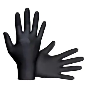 Raven SAS66518  Safety Powder Free Examination Black Nitrile Gloves - 7 Mil Large