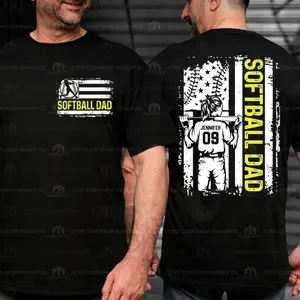 Personalized Name and Number Softball Shirts for Men, Sports Dad Sweatshirt, Fathers Day Gift