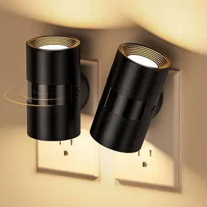 X-DLP05  Tube LED Night Lights Plug into Wall,Dimmable Night Light with Motion Sensor, Dusk to Dawn Sensor & Rotatable Design, 1-100LM Adjustable Brightness Warm White for Bedroom, Hallway, 2-Pack