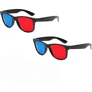 2 count Red and Blue  Glasses Universal TV Movie Dimensional Video Frame  Glasses DVD  Glass  Style Glasses for  Movies , Viewing Glasses,Light Simple Design,Accessories