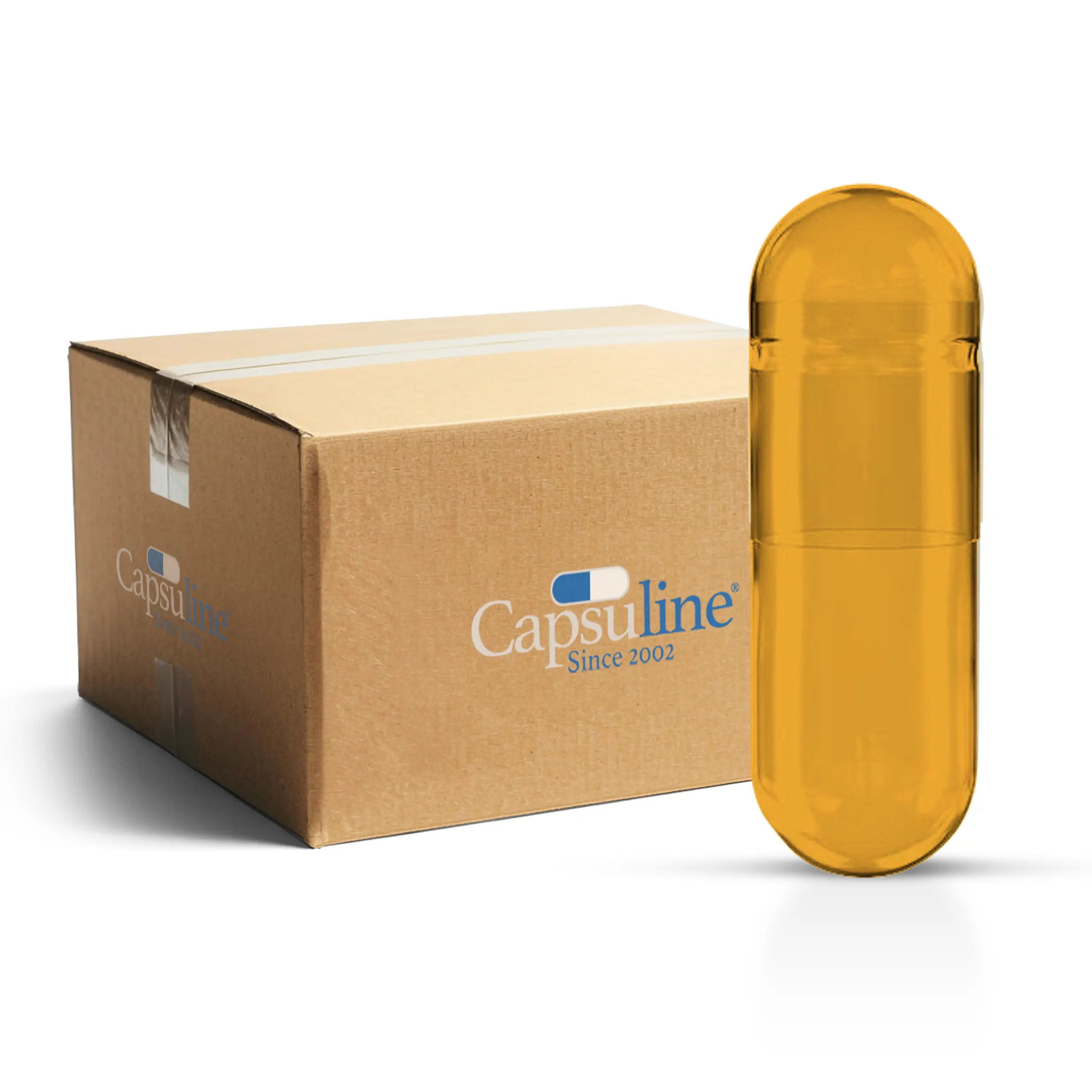 Capsuline Anatto Empty Vegetarian Capsules Size 1 - Yellow/Yellow Natural Colorant - TiO2-Free (Box of 125,000)