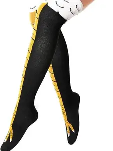 Chicken Leg Socks - 3D Novelty Funny Knee-High Chicken Costume Feet Socks, 19.6in Animal Paw Socks for Adult Women Men Thanksgiving Xmas Gifts Birthday Party Christmas Stocking Stuffer