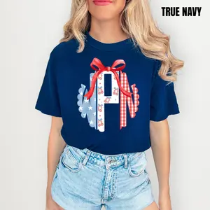 Patriotic Mix Monogram Comfort Colors T-Shirt 'NLB'