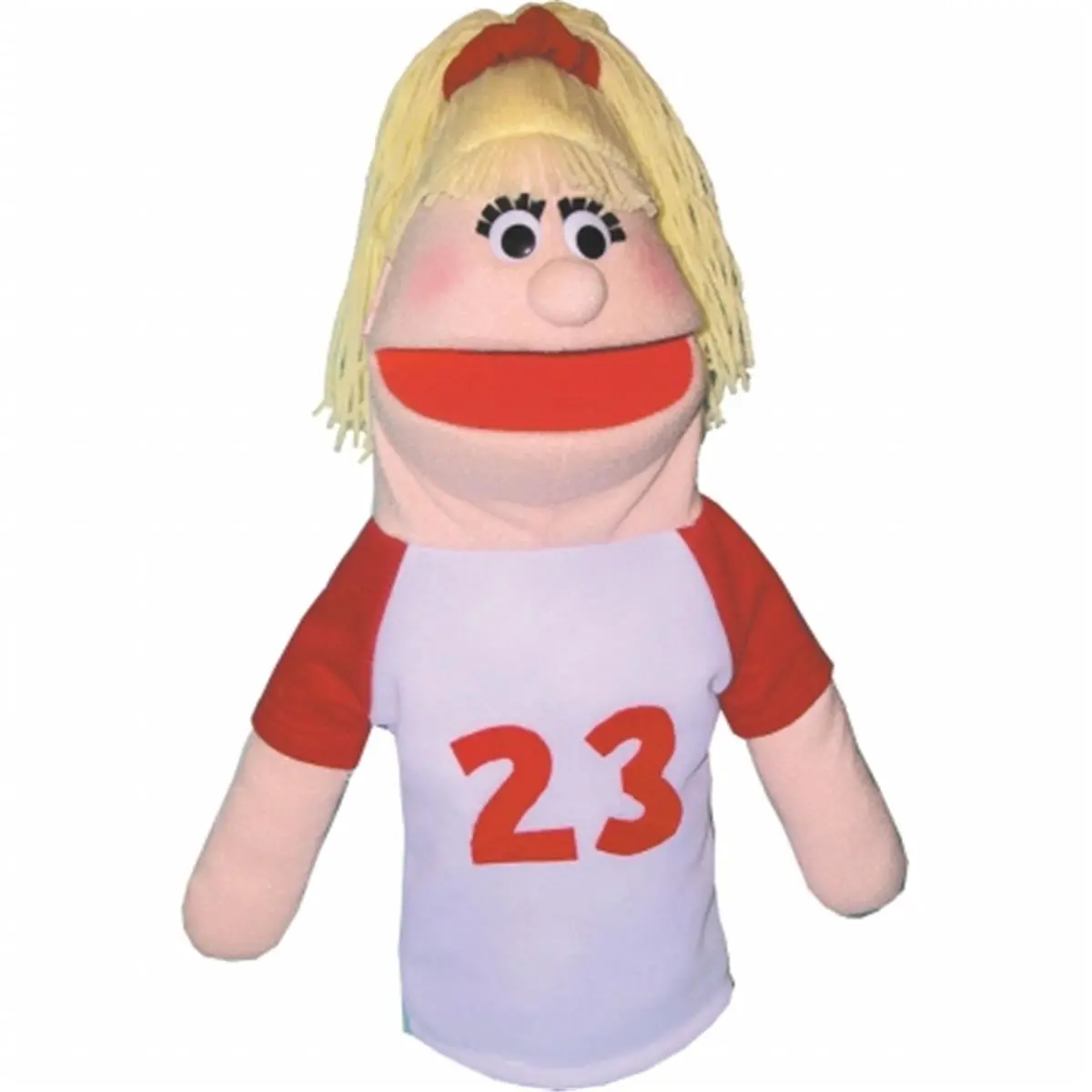 212 MAIN 18-in Washable Athletic Girl Cat Puppet Toy - Cute Animal Design, Soft Fabric, Durable Fluffy Stuffed Plush, Interactive Feline Creative Play Accessory to Promote Imaginative Play, Durable Soft Fluffy