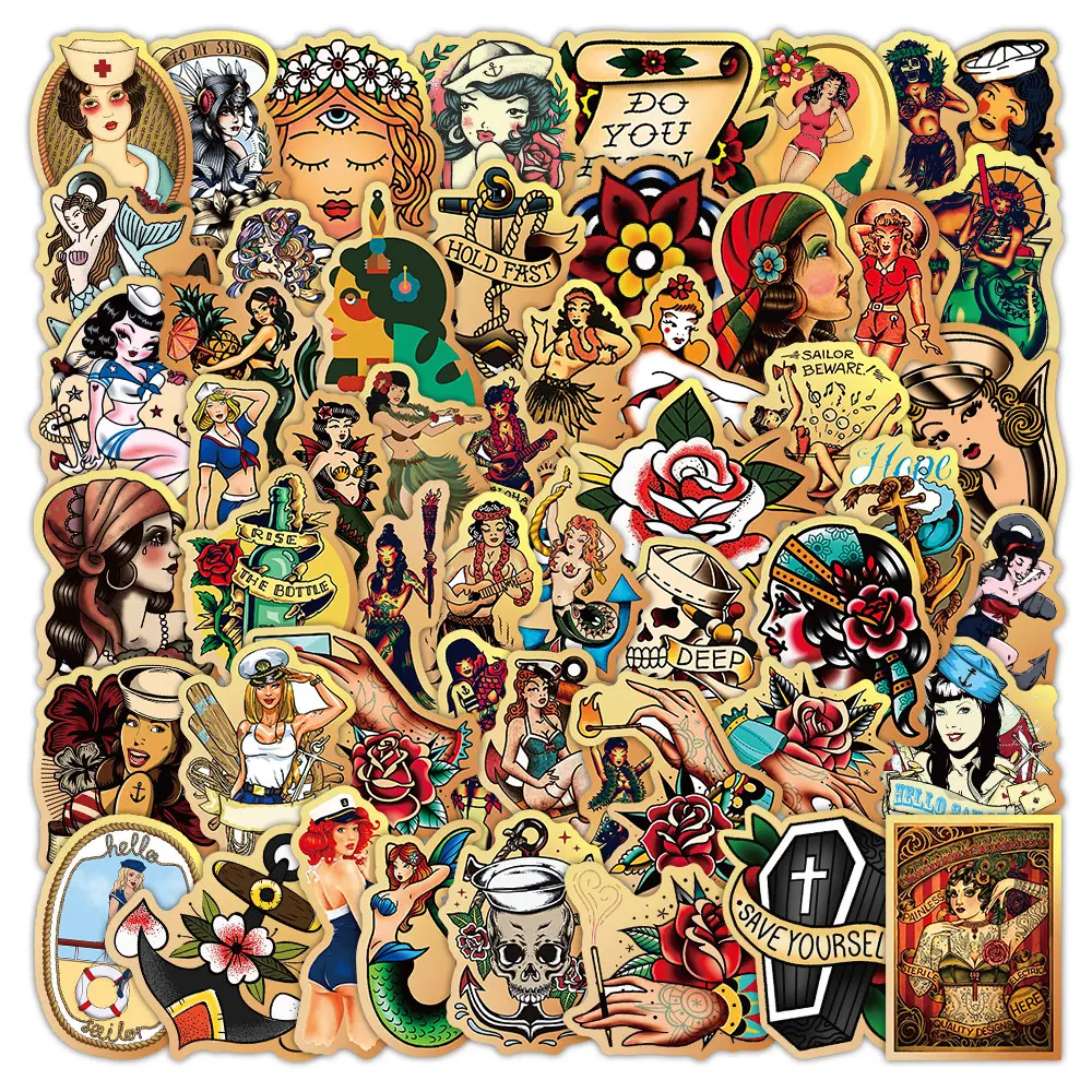 53 Pieces Retro Beauty Stickers - Vintage Decorative Decals for Handbooks, Journals & Phone Cases
