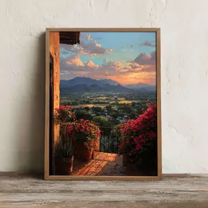 [UNFRAMED] Oaxaca Sunset Poster, Mexican Balcony Wall Art