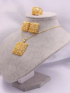 Women's Elegant Geometric Design Jewelry Set, Vintage Pendant Necklace & Earrings & Ring, Fashion Jewelry for Party, Trendy All-match & Exquisite Jewelry for Birthday Gift