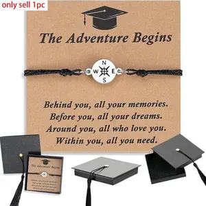 2026 Graduation Gift, Adjustable Unisex Bracelet,Graduation Decorations Bracelets Perfect for Students, Teachers, Friends,  With Graduation Cap Box and Meaningful Cards, Heartfelt Blessing Card