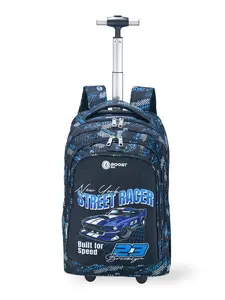 Back-To-School Season Printed Luggage Backpack, Campus Camping Travel Pull-Along Book Bag, Two-In-One Carry-On & Laptop Case