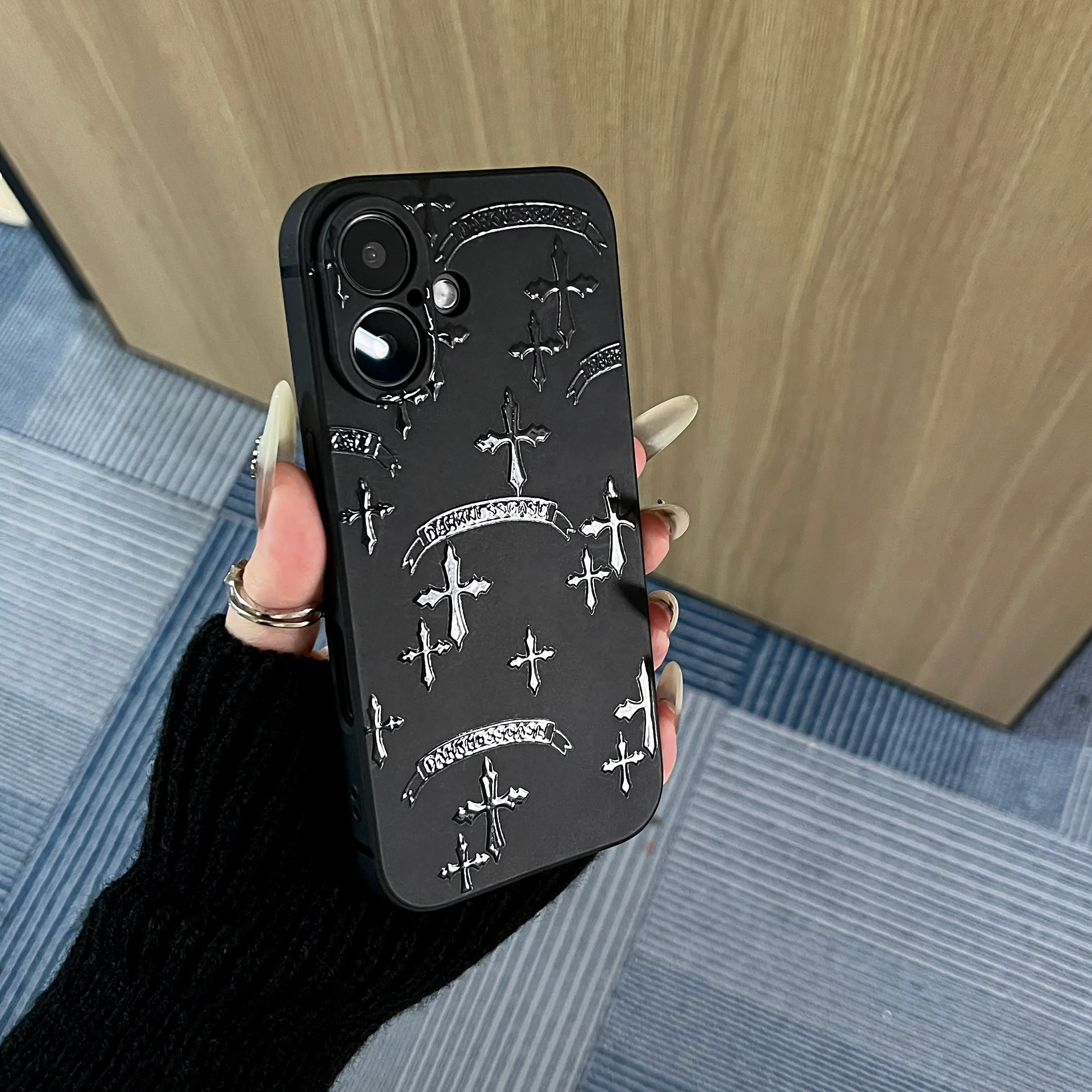 Premium iPhone Shockproof Shell - Glossy Cross Design, All-Around Protection, Anti- Drop, Cushions Daily Bumps, Bold Glossy Look, Unisex Phone Accessories for iPhone 17/16/15/14/13/Pro/Plus/Pro Max