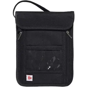 Blocking Stash Neck Wallet, Travel Pouch Passport Holder for Women Men - Black AIKELIDA