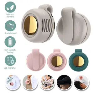 Portable Silent Fan Mini USB Rechargeable Bladeless Electric Clip-on Fan Adjustable 3-Speed Waist Fan Rotating Body Fan