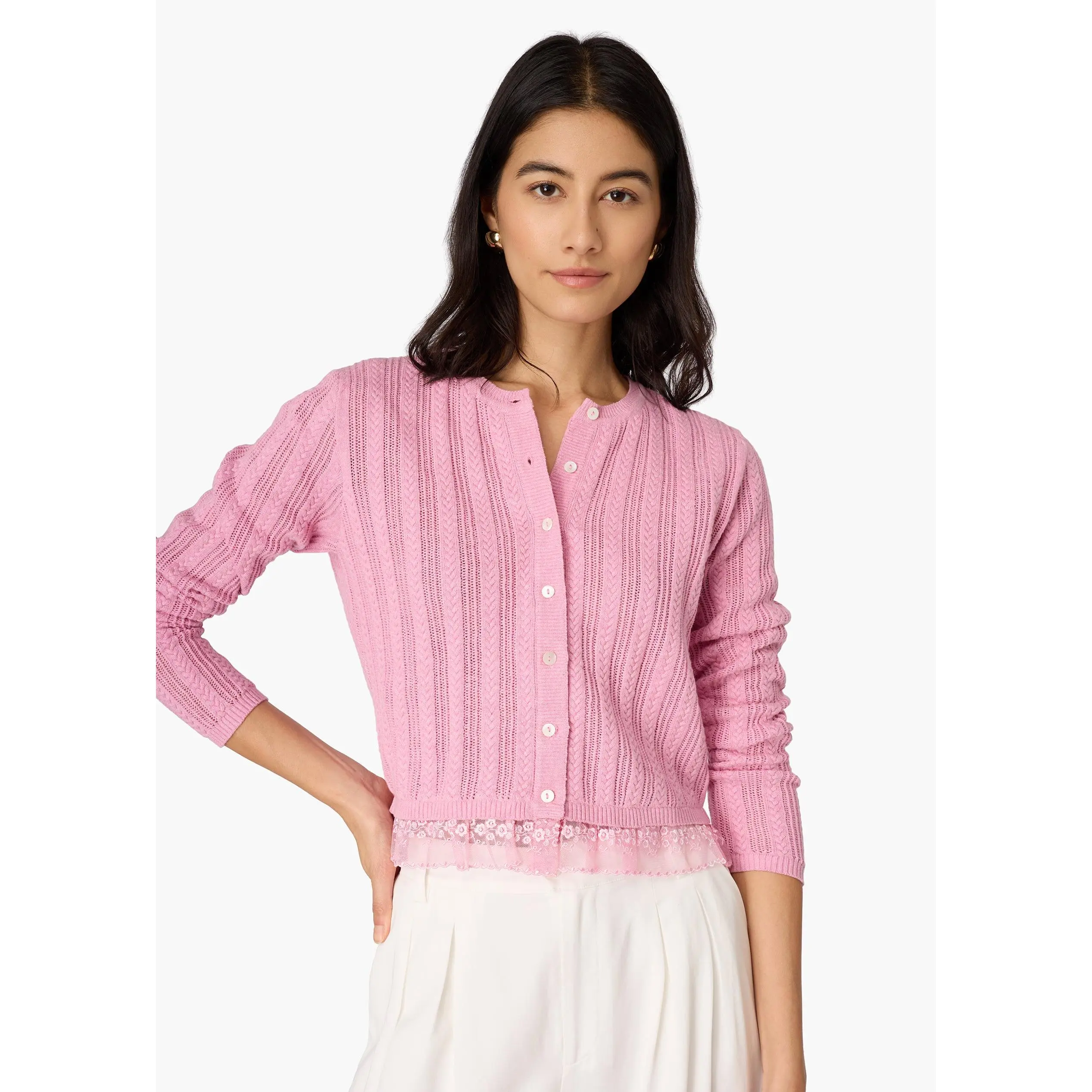 Pedra Pointelle Cardigan Rosebud