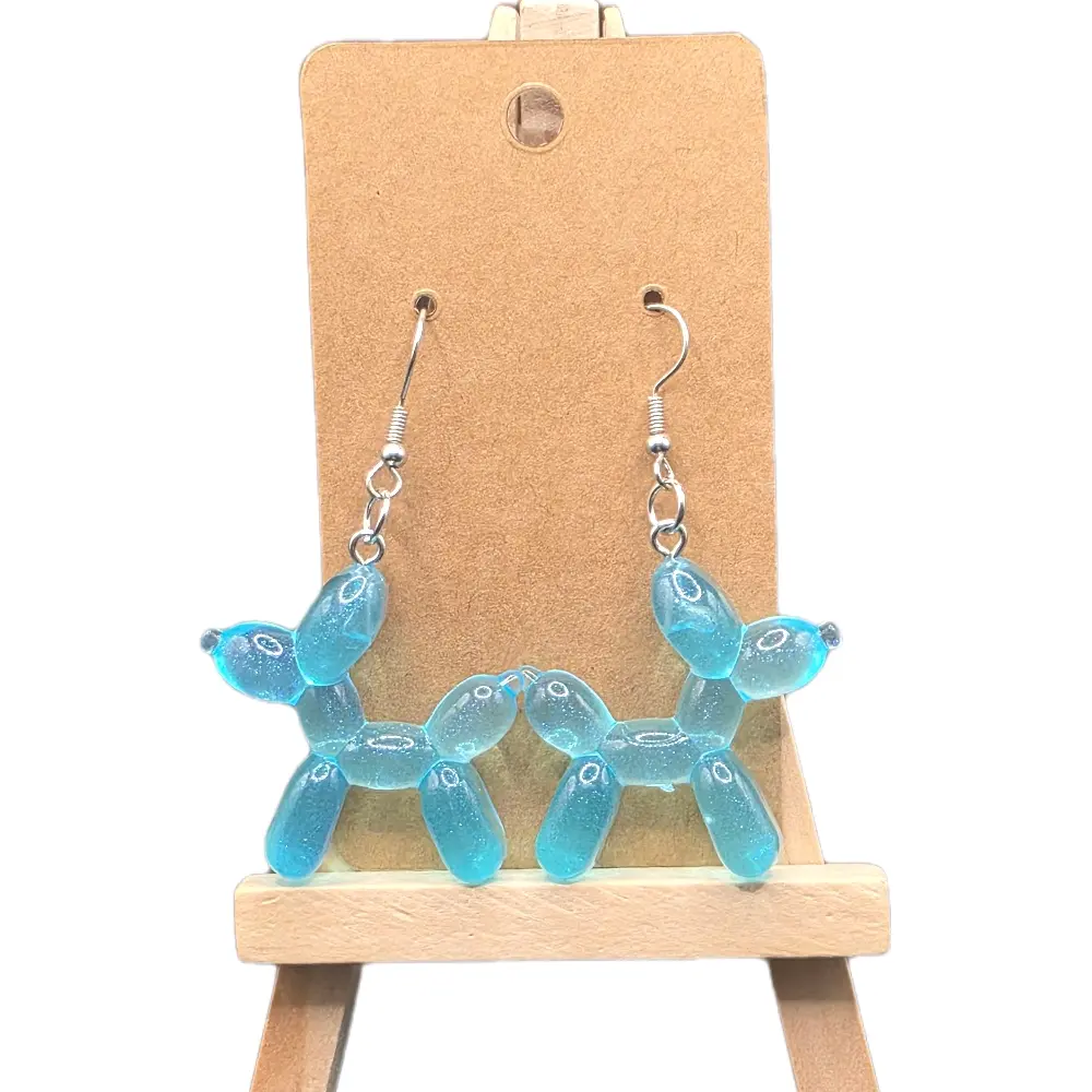 Women's Playful Balloon Dog Earrings, Charming Whimsy Glass Animal Jewelry, Fun and Stylish Versatile Multi-Color Costume Accessory