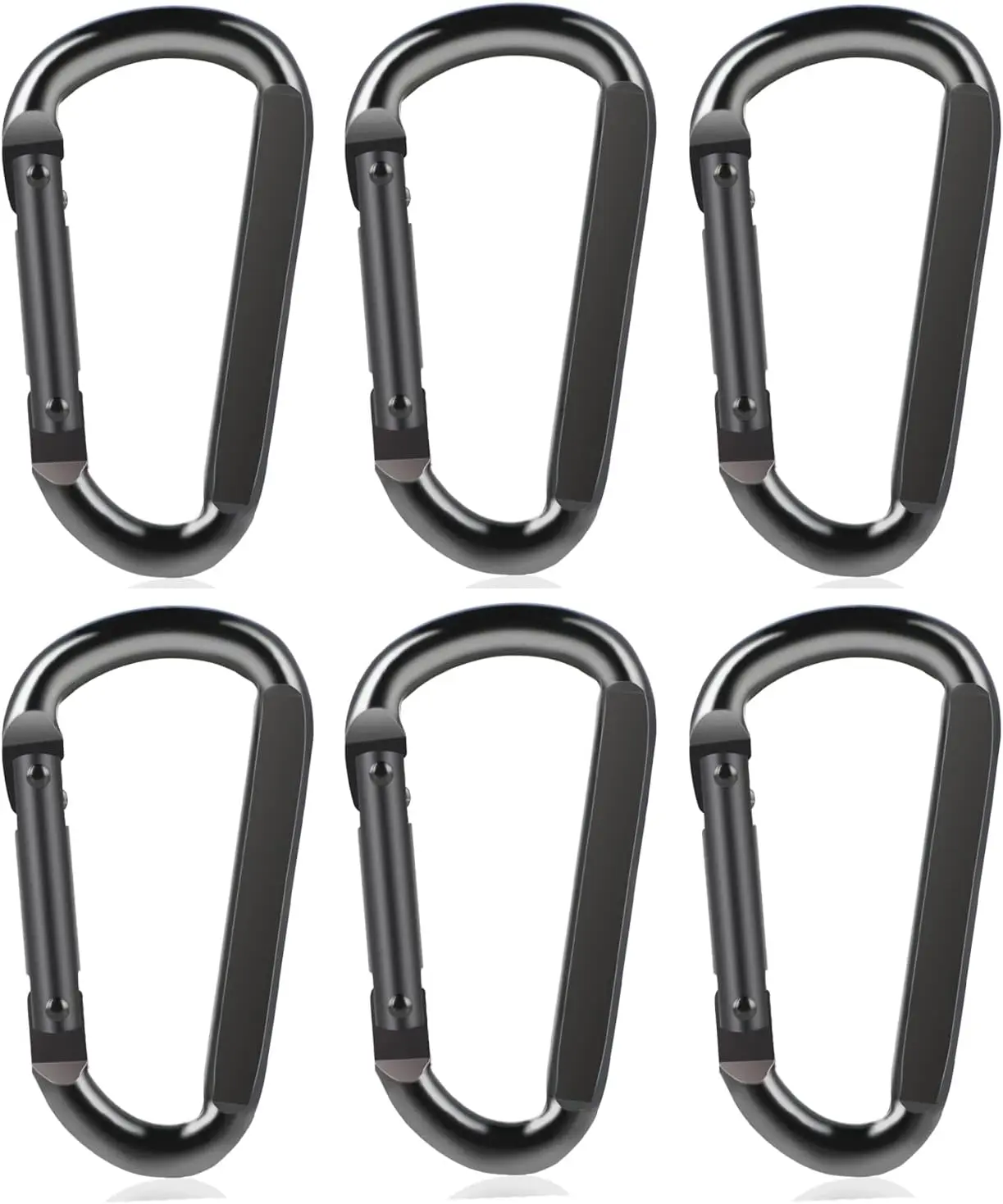 Heavy Duty Black Carabiner Clip - 900lbs, 3" Carabiners D Shaped Spring Hooks