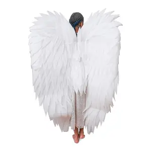 White Full Length Angel Wings Adult Costume Accessory