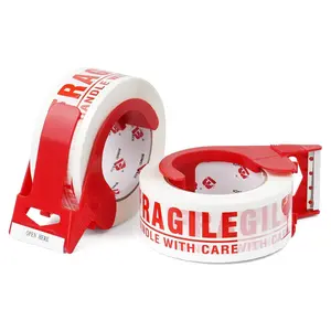 Fragile Tape 2 Inch x 330  (110 Yards) 2 Rolls, Fragiles Tape Handle with Care for Shipping with Dispenser, Heavy Duty Marking Tape for Moving Box